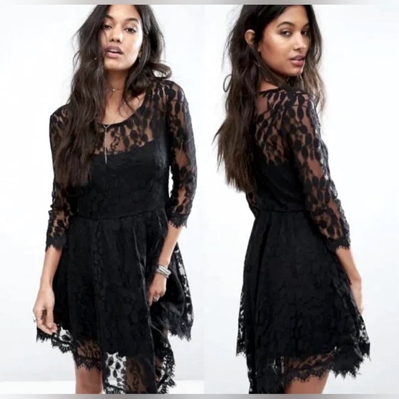 Free people black lace dress size 2 - Picture 1 of 6